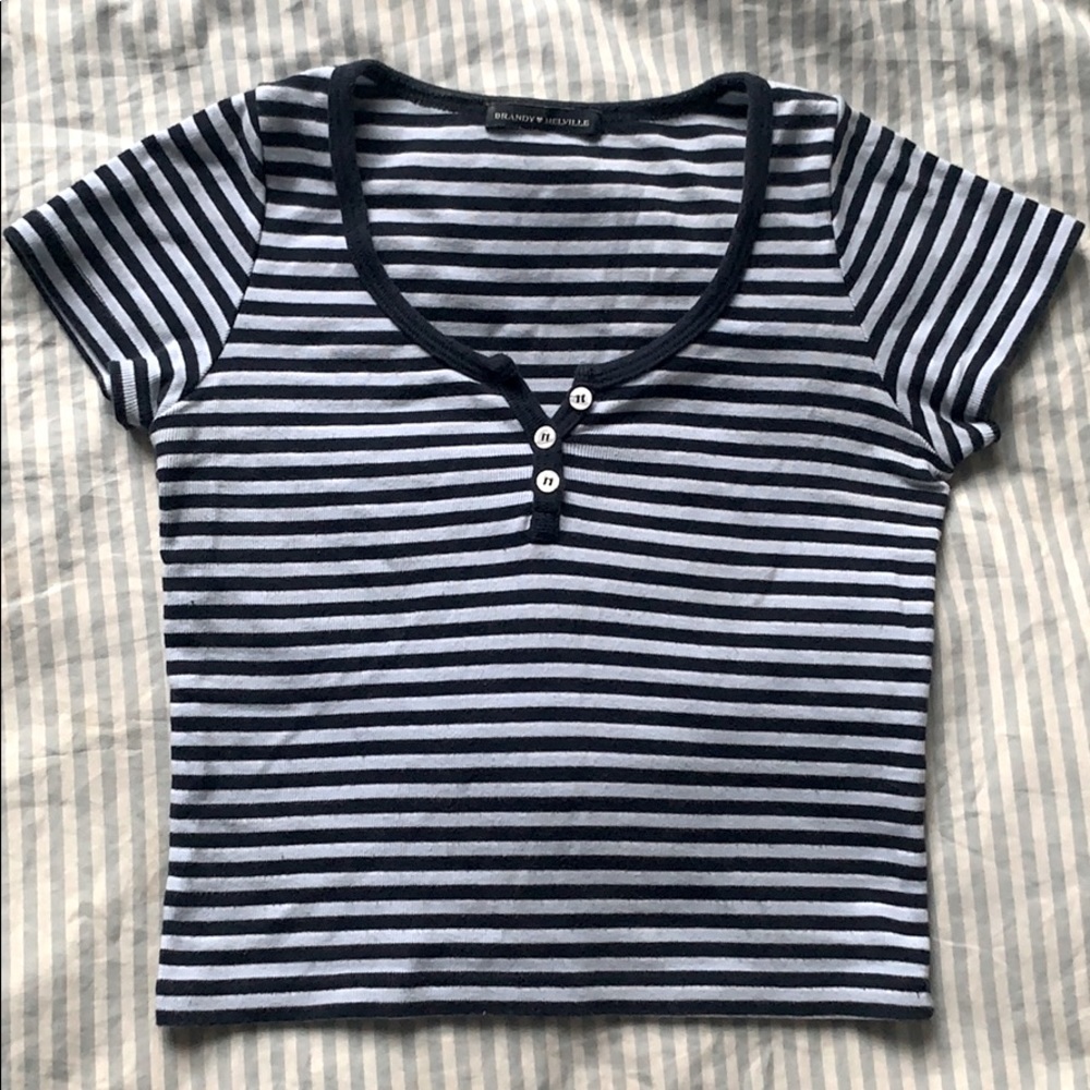 Brandy Melville Striped Blue Zelly Top